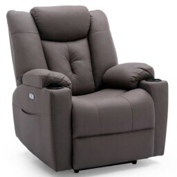 Afton Technology Fabric Recliner Rocking Swivel Cinema Sofa Chair (Brown)