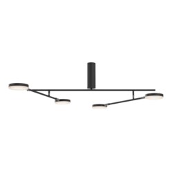 Fad Modern 2 Arm Bar Integrated LED Semi Flush Ceiling Light Black 3000K 1450lm
