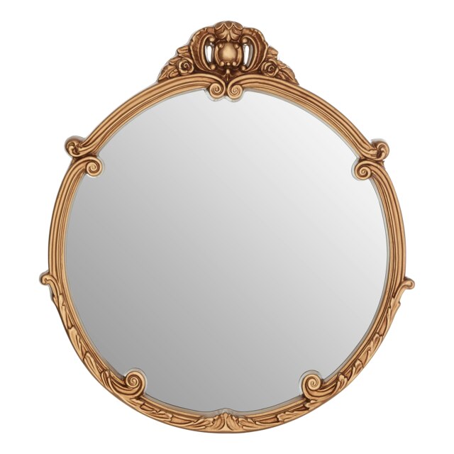 Tina Gold Finish Round Acanthus Leaf Wall Mirror Gold