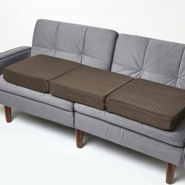 Homescapes Brown Suede Orthopaedic Foam 3 Seater Booster Cushion Brown Chocolate 150 x 50 x 10 cm