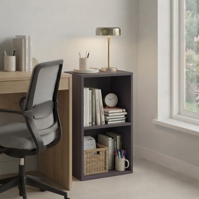 Vida Designs Oxford 2 Tier Cube Bookcase Display Storage, Grey