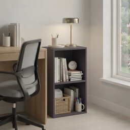 Vida Designs Oxford 2 Tier Cube Bookcase Display Storage, Grey