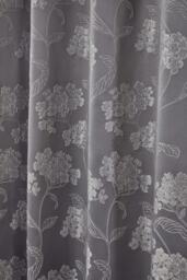 English Garden Lined Eyelet Jacquard Curtains 228cm x 183cm Silver Grey Grey