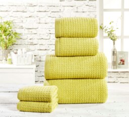 Waffle Pure Cotton Face Towels Super Soft and Absorbant Yellow Face cloth 1