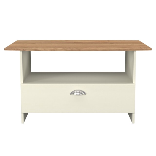 Albert Bottom Drawer Coffee Table in Cream Ash & Riviera Oak (Ready Assembled) Cream Cream Ash & Riviera Oak