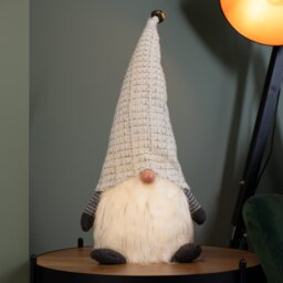 50cm Battery Operated Christmas Sitting Gonk Decoration in Light Grey
