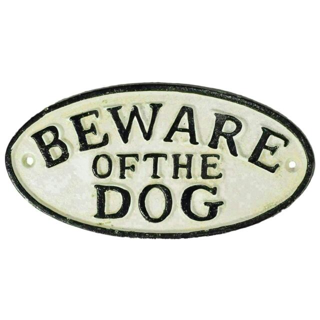 """Beware of the Dog"" Cast Iron Sign Plaque Door Wall House Fence Gate Post Garden"