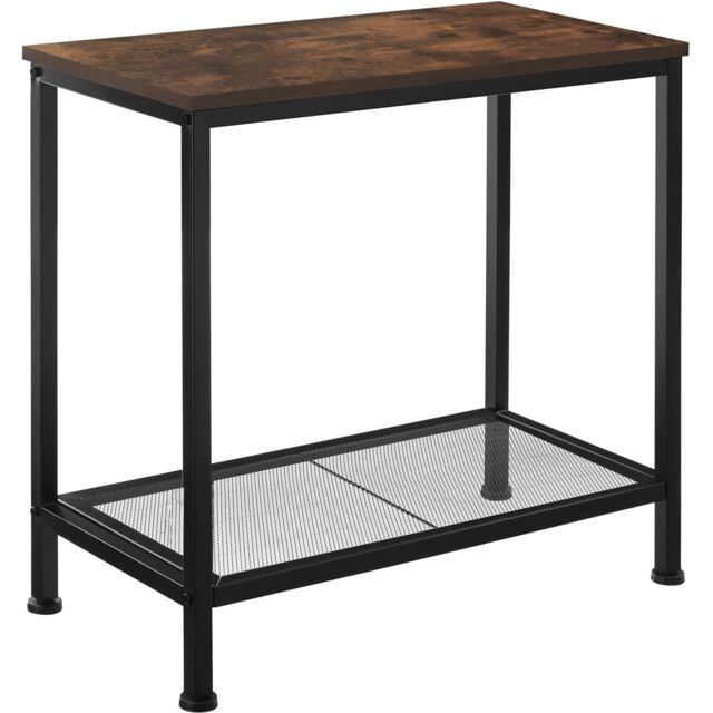 Bedside Table Filton - industrial style, with shelf, grid shelf, 60 x 30.5 x 60.5 cm Brown Industrial wood dark, rustic 60 x 30,50 x 60,50 cm 1
