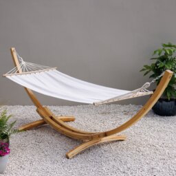 Ivory Hammock with Natural Wooden Stand