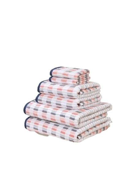 Santa Cruz 6 Piece Cotton Towels Bale Set Striped Soft and Absorbent Pink Bath towel