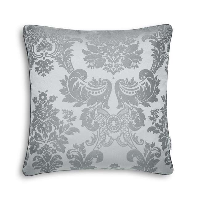 Catherine Lansfield Damask Jacquard Cushion Silver Silver Grey 43x43cm