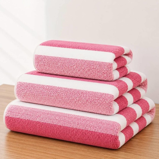 Dyzi Ultra Absorbent Striped Towel Set Pack of 3 Quick Dry Hand & Bath Towels