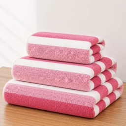 Dyzi Ultra Absorbent Striped Towel Set Pack of 3 Quick Dry Hand & Bath Towels