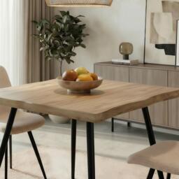 Dining Table Set 80cm Table and Pair Beige Ashford Upholstered Chairs