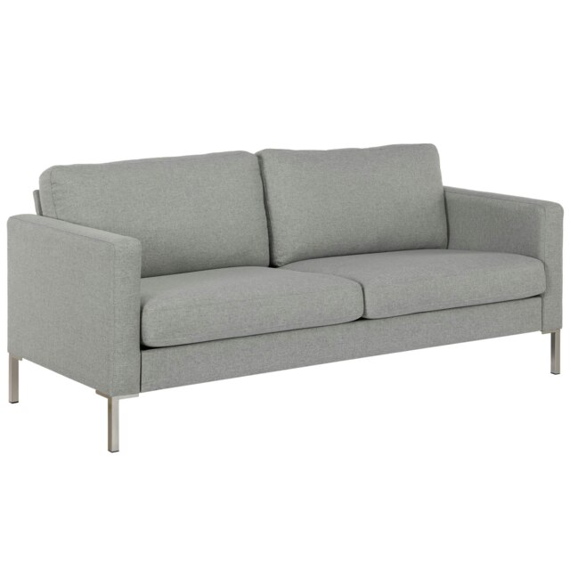 Fabry 3-Seater Sofa in Fabric Grey with Steel Legs Grey GREY Three Seater