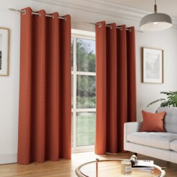 Enhanced Living Tokyo Orange 46 x 54 inch (117x137cm) Eyelet Thermal Noise Reducing Dim Out Curtains (PAIR) Orange Orange 2