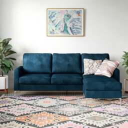 Chapman sectional sofa in velvet blue Blue Blue Three Seater