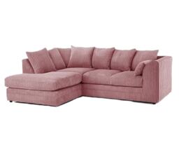 CHICAGO LEFT HAND FACING JUMBO CORD CORNER SOFA IN PINK