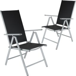 Folding garden chairs with adjustable backrests, mesh fabric Silver black/silver 2