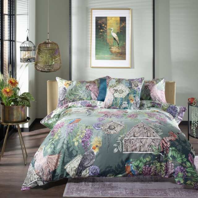 Bird Sanctuary Duvet Set Elegant Birds & Foliage Print, Cotton, 200 Thread Count Multi King