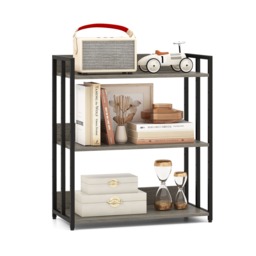COSTWAY 3 Tier Bookshelf Industrial Corner Bookcase Adjustable Shelves