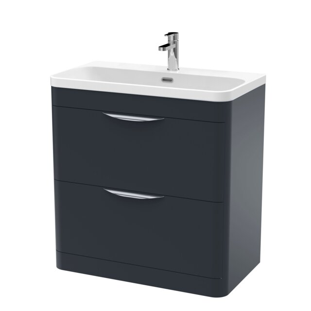 Balterley Wave Floor Standing 2 Drawer Vanity Unit with Rectangular Ceramic Basin