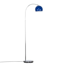 ValueLights Curva Chrome Floor Lamp Navy Metal Dome Shade