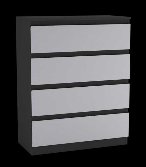 Minimalist Chest of 4 Drawers Black Black & Grey 1