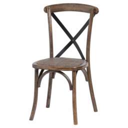 Cross Back Dining Chair - Oak - L41 x W42 x H88 cm - Brown Brown