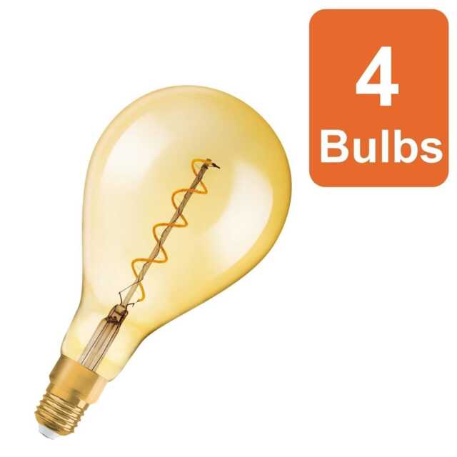 Osram Vintage 1906 Edison 28 Filament Big Grape DIM Lamp 4W 820 Gold E27 4 Pack