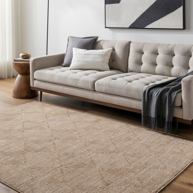 LIVABLISS Masterpiece-Modern Graphic Fringe Rug 152 x 225 cm Beige Brown