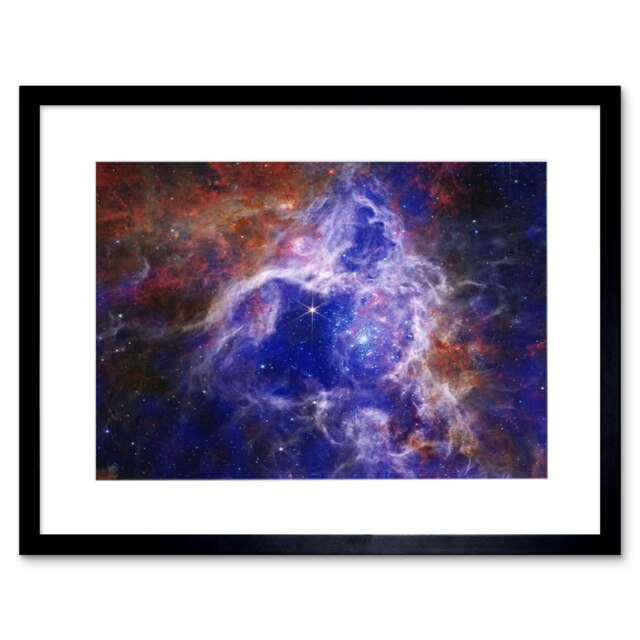 "NASA James Webb Telescope Stellar Life Cycle 30 Doradus 9x7"" Black Framed Wall Art Print"