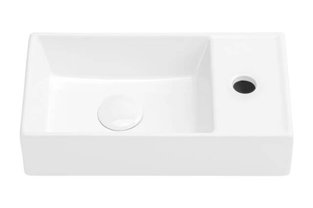 Bathroom Cloakroom Basin Sink 405mm White Ceramic 40.5cm Rectangular Sit On UP