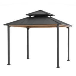 Sunjoy 3m x 3m Steel Garden Gazebo Pavilion, Anthracite