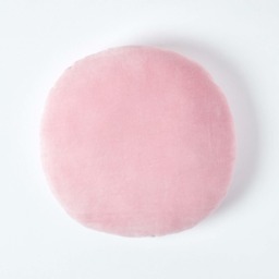 Homescapes Pink Velvet Cushion - 40 cm Round Pink Pink 1
