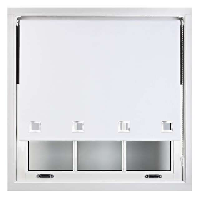 FURNISHED Blackout Roller Blinds with Large Square Eyelets Made to Measure Window Shade White White (W) 180cm x (L) 210cm