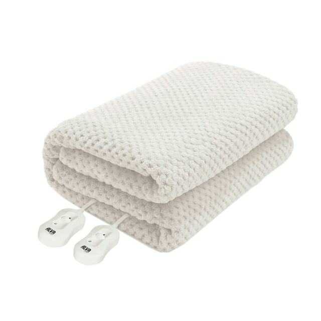 Alva London - Electric Under Blanket - Double - Coral Fleece - Fitted Elastic - 135x190cm White White