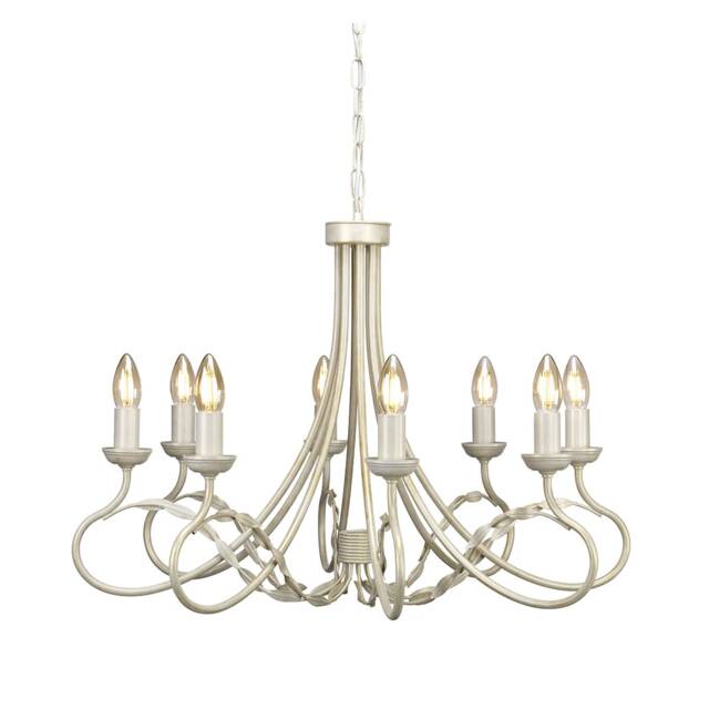Olivia 8 Light Chandelier Ivory, Gold Finish, E14