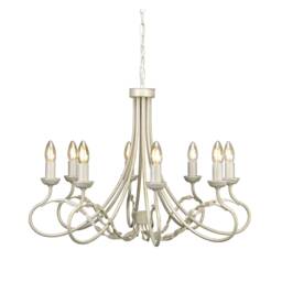 Olivia 8 Light Chandelier Ivory, Gold Finish, E14