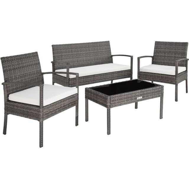 Garden Furniture Set Sparta - seats 4, 2 chairs, 1 sofa, and 1 coffee table Grey grey 1