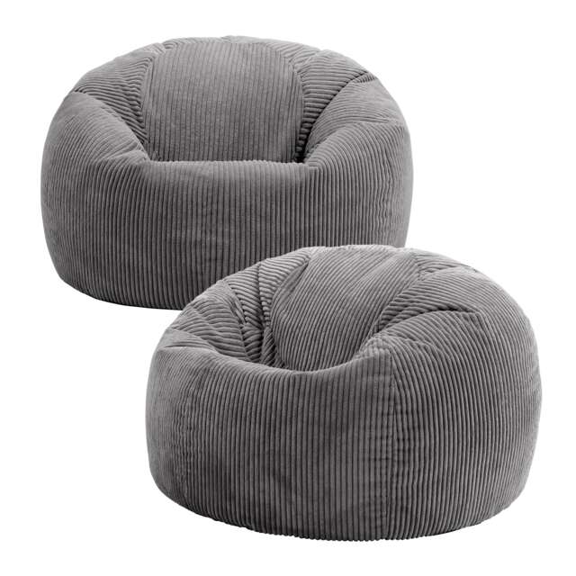Kingston Classic Beanbag Corduroy Charcoal Set of 2 Grey Charcoal 2
