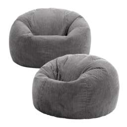 Kingston Classic Beanbag Corduroy Charcoal Set of 2 Grey Charcoal 2
