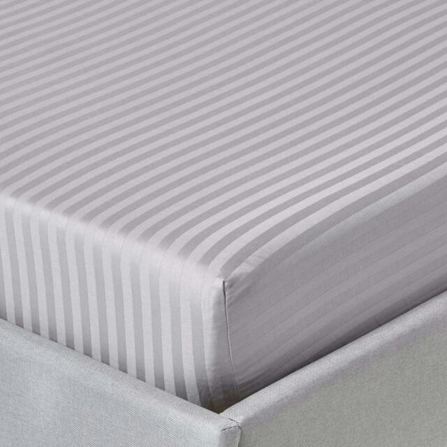 Homescapes Grey Egyptian Cotton Satin Fitted Sheet 330 Thread Count, Small Double Grey Small Double