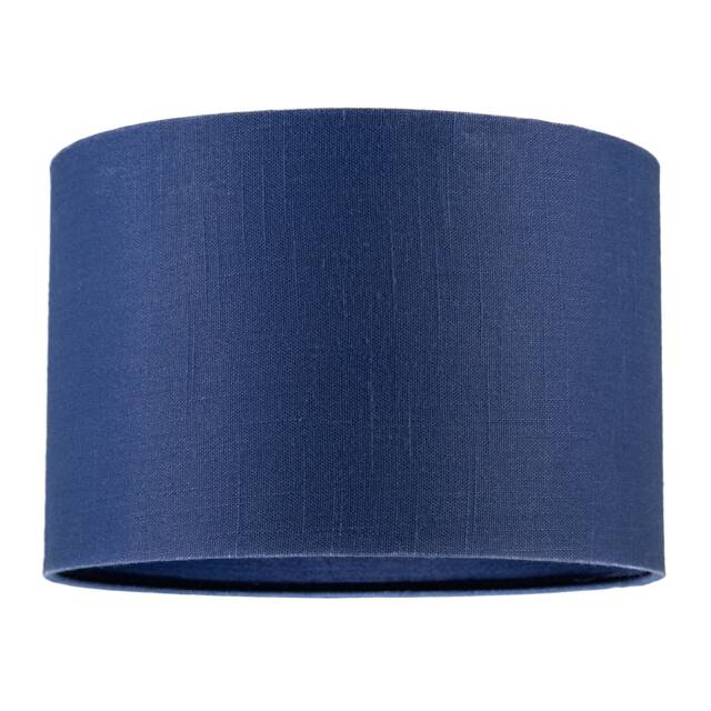 Designer Navy Peony Blue Textured Linen Fabric Circular Lamp Shade
