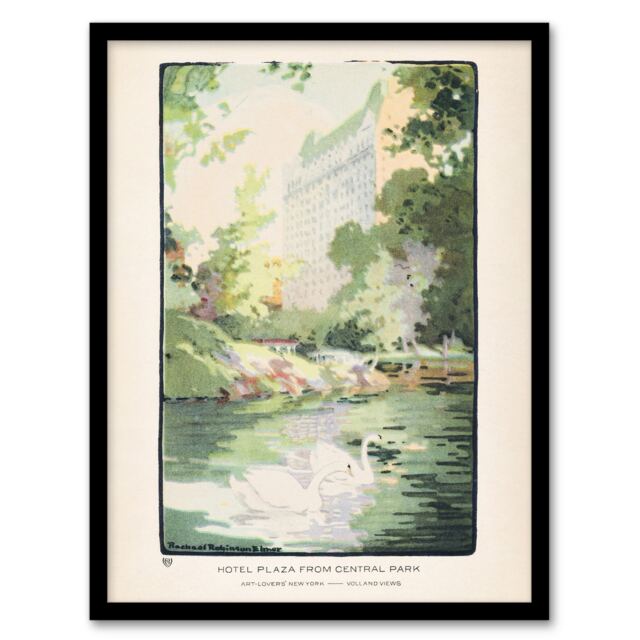 Rachael R Elmer Hotel Plaza from Central Park Framed Wall Art Picture Print A4