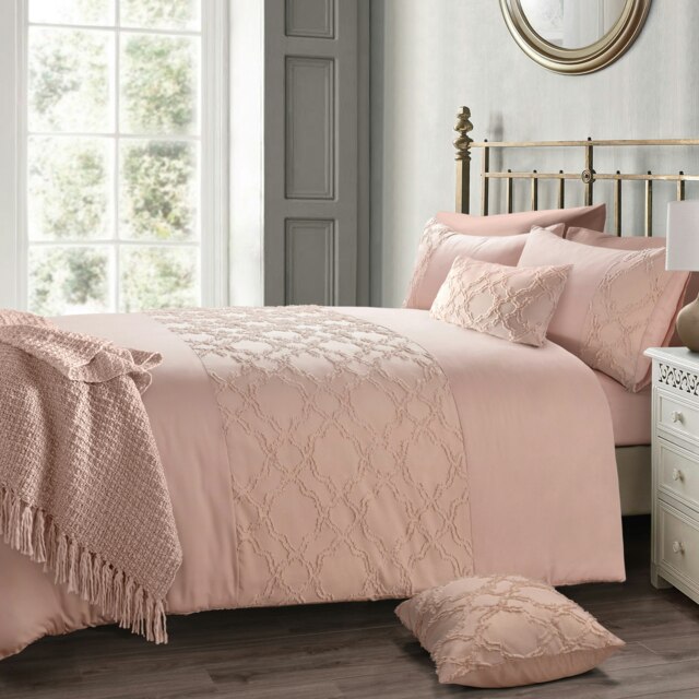 Intimates Kiera Tufted Duvet Cover & Pillowcase Set Pink Blush Pink King