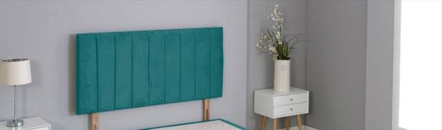 "Green Plush Velvet 9 Panel Headboard Green 2FT6 Small Single 20""inch Headboard"
