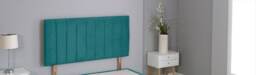 "Green Plush Velvet 9 Panel Headboard Green 2FT6 Small Single 20""inch Headboard"