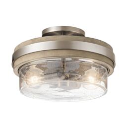 Kichler Grand Bank 2 Light Semi-Flush Mount Antique Grey