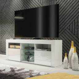 TV Unit TV Stand Cabinet Sideboard Media Cabinet Storage White High Gloss Doors Living Room Furniture 145cm